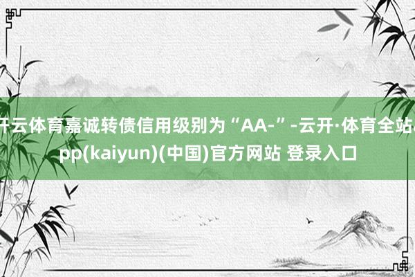 开云体育嘉诚转债信用级别为“AA-”-云开·体育全站app(kaiyun)(中国)官方网站 登录入口