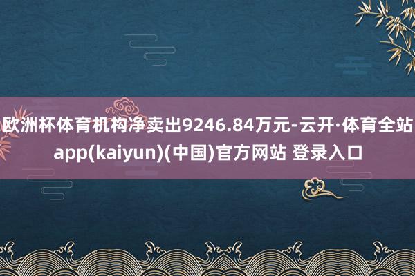 欧洲杯体育机构净卖出9246.84万元-云开·体育全站app(kaiyun)(中国)官方网站 登录入口